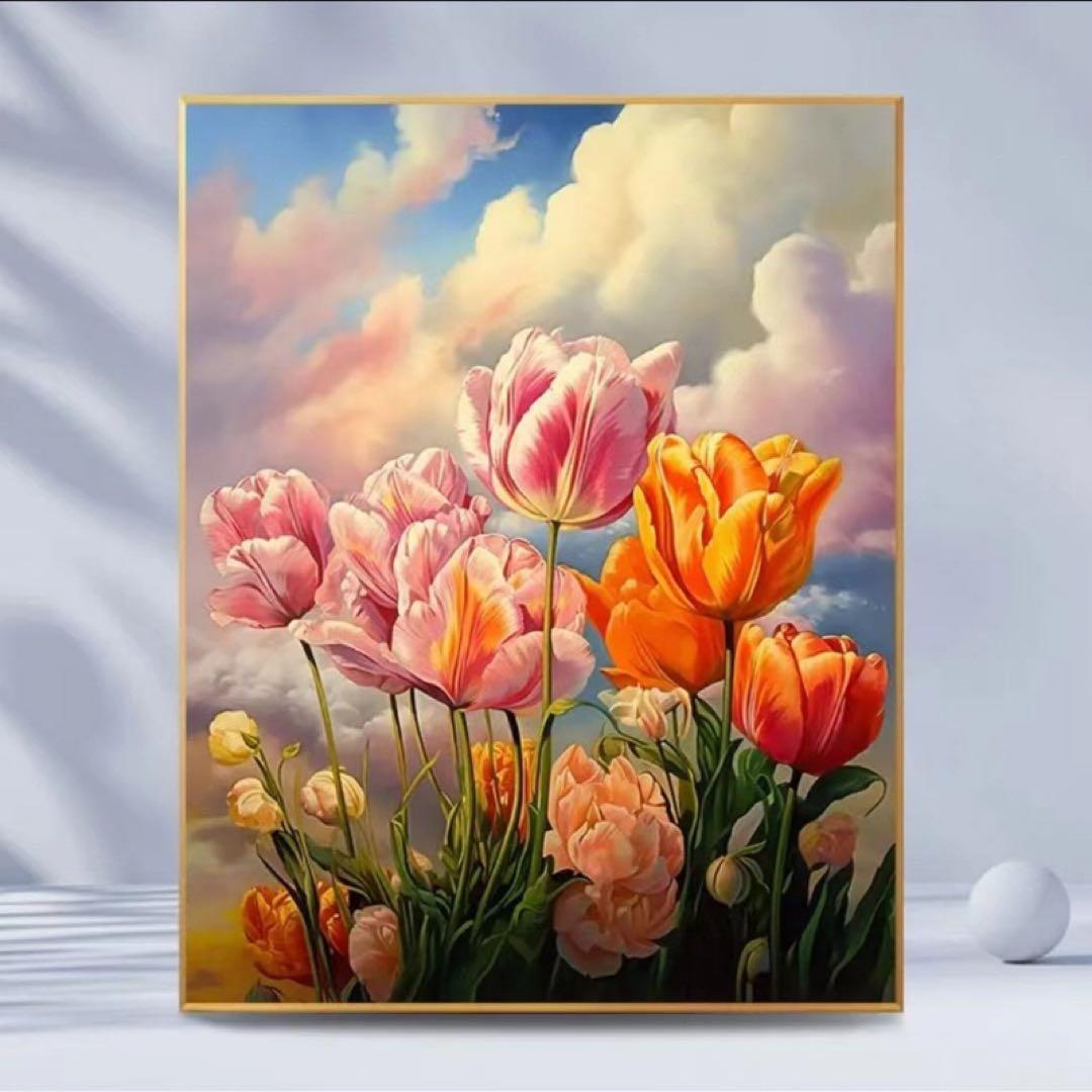チューリップの花の絵画 ゴールドフレーム fr-136-20362.jpg