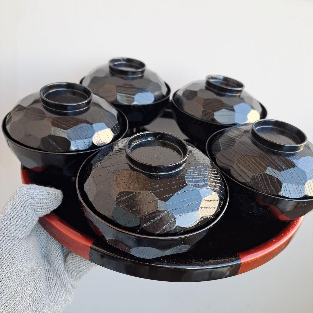 亀甲彫 御吸物椀×5客】天然木製 未使用/長期保管品 - メルカリ
