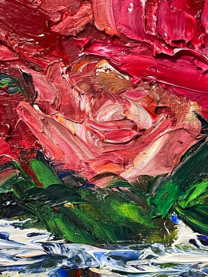 真作」縄稚輝雄「薔薇」静物画 油彩画 額装 サイン有り F4号 - メルカリ