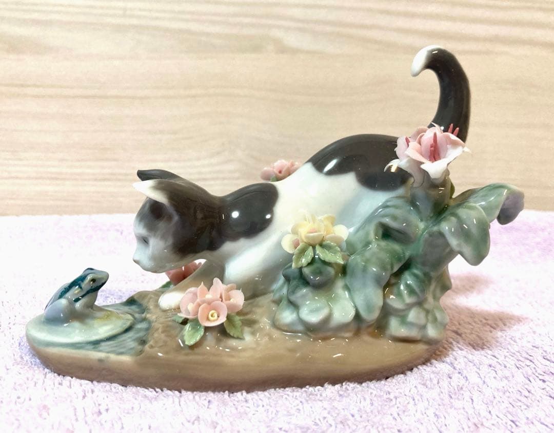 ♪廃盤希少美品♪lladroリヤドロフィギュリン1442猫＆カエル