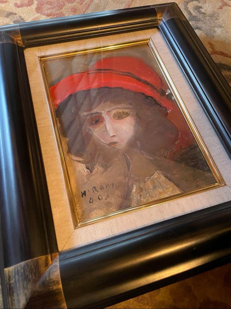 油彩画 赤い帽子 絵画 織田廣喜 少女 織田ひろき 美術品 アート おだ