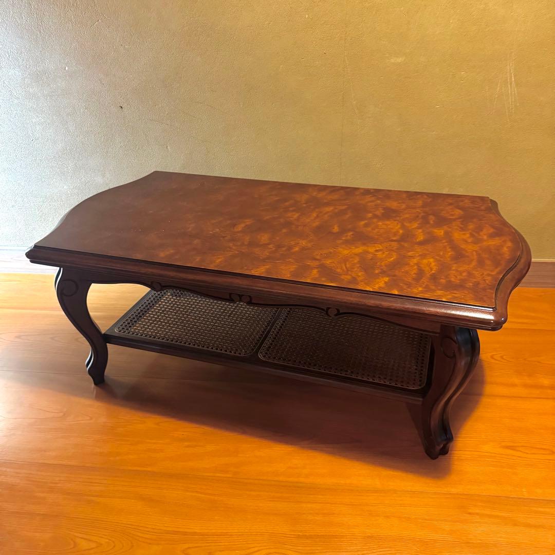 【美品】karimoku カリモク コロニアル ラタン 猫脚 センターテーブル カリモク家具 TC4010JK テーブル コロニアル 幅120cm 木製 国産 日本製