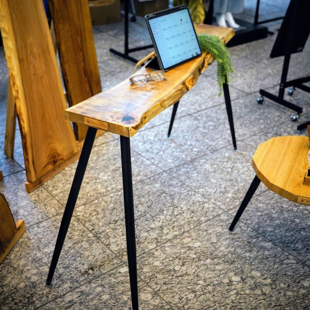 きはだレジン自然板テーブル　皮残し Premium】栃（トチ）_2000×860×40_青山店_テーブル天板/レジン加工