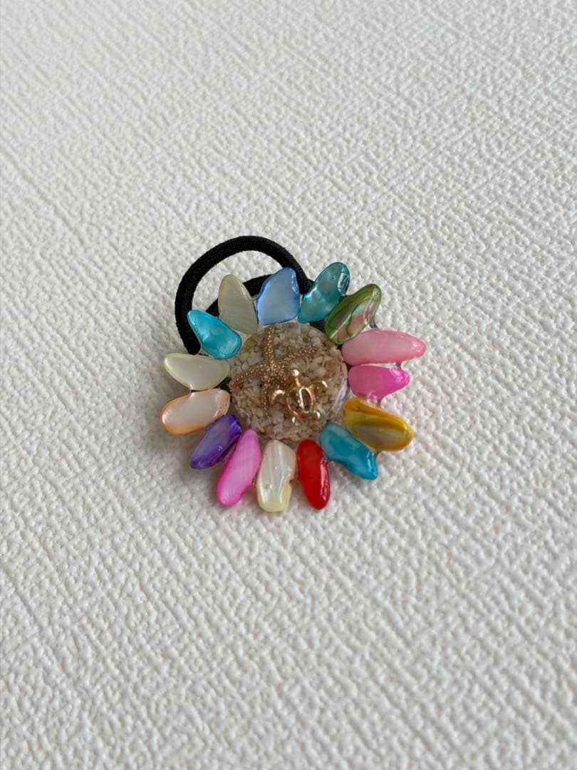 ハンドメイド レジンヘアゴム カラフル フラワー ヘアアクセサリー