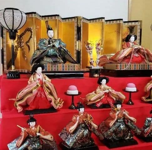 ❀美❀ひな人形❀ 七段飾り❀お道具完備♡西陣織♡手渡し♡近隣は無理お届け可能 ひな人形 芥子 西陣織正絹錦 モダン ドライフラワー