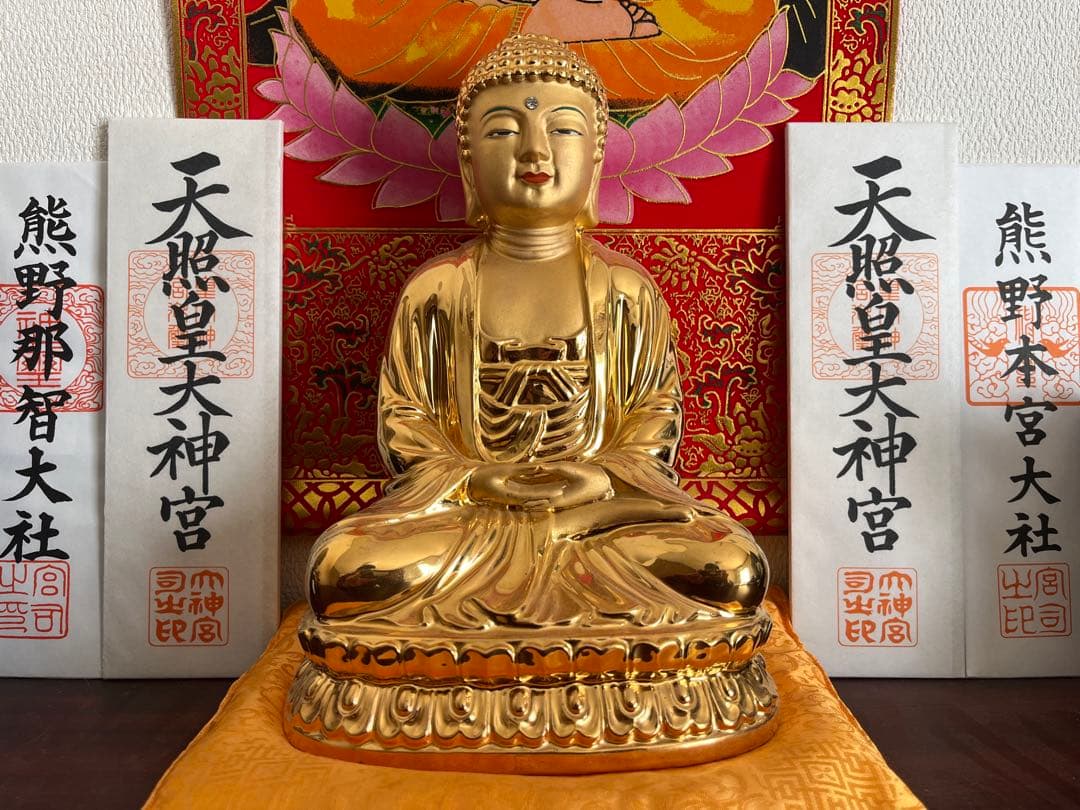 黄金白磁の大仏像 仏像 菩薩像 釈迦如来像 純金24K鍍金 - メルカリ