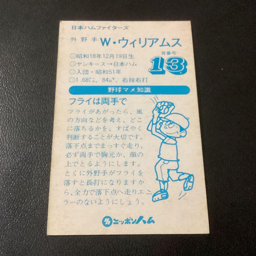 ニッポンハム カード ウィリアムス（日本ハム） ホームランソーセージ