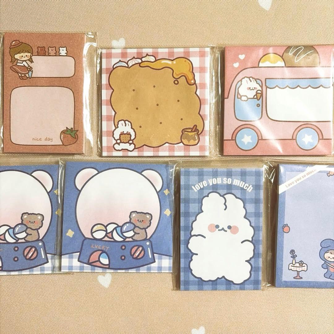 ふせん メモ帳 韓国 うさぎ くま ピンク 紫 可愛い おしゃれ お菓子