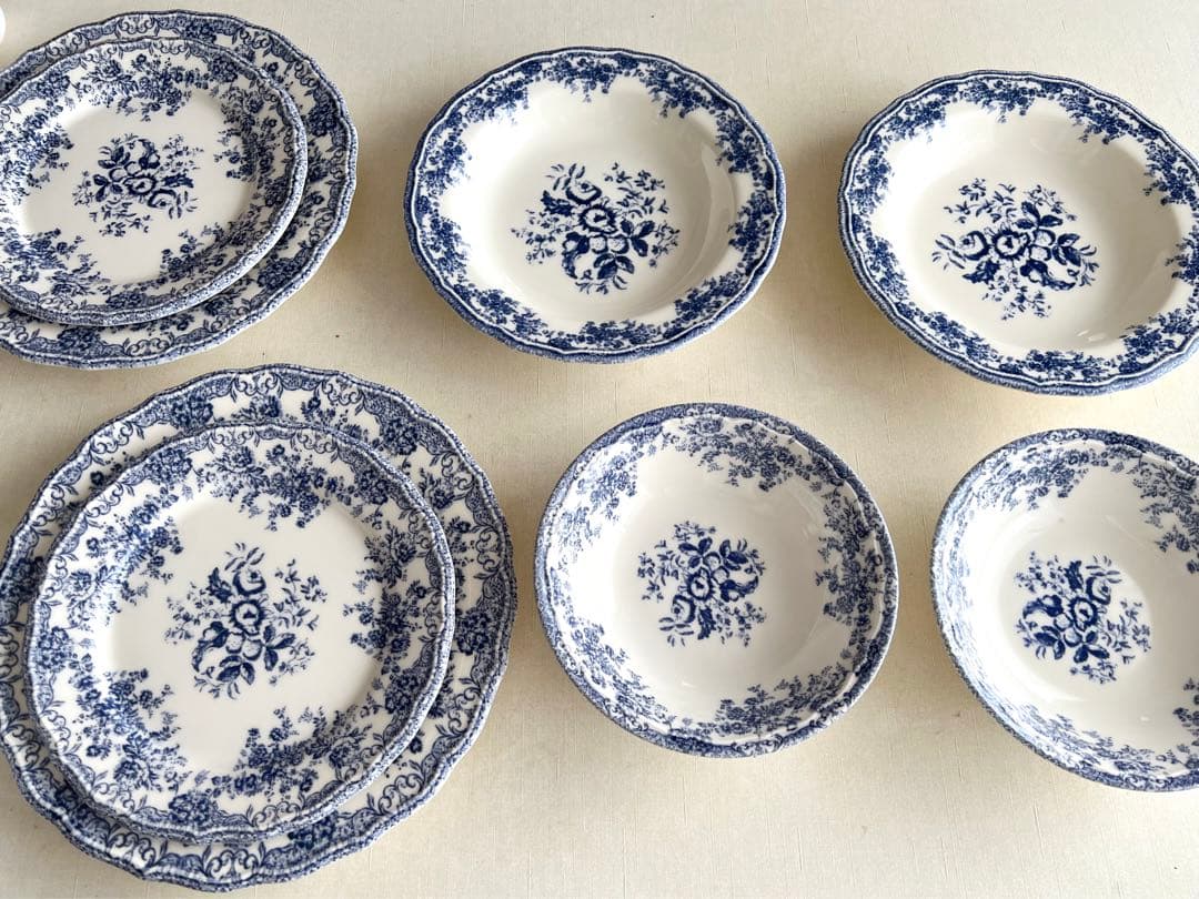 ZARA HOMEフローラル アースンウェア プレートセット 花柄 食器 ブルー