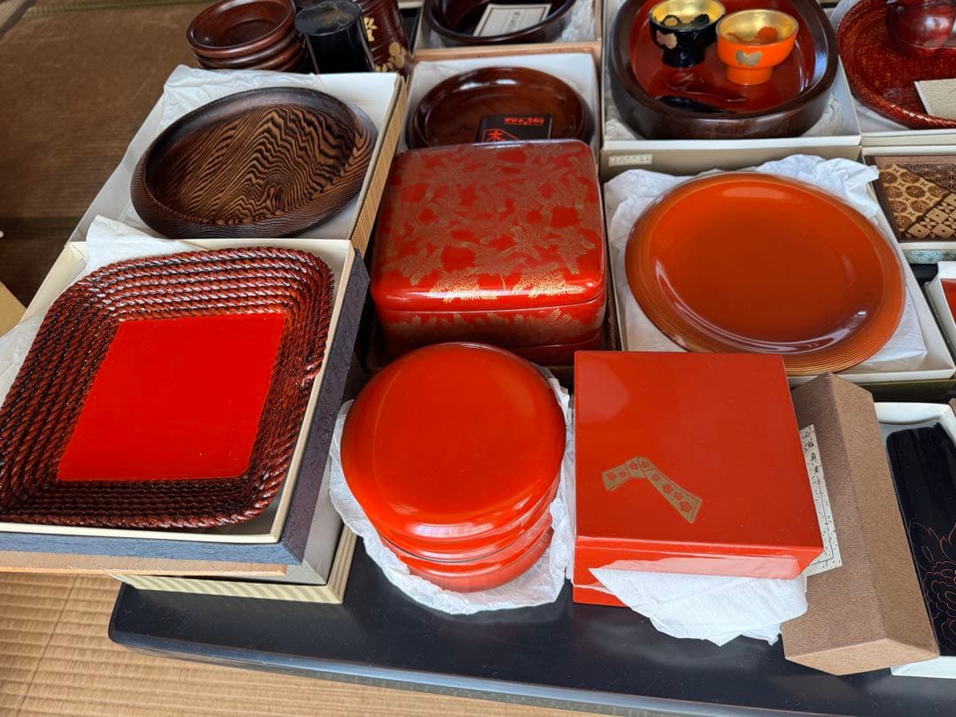 漆器 輪島塗・鎌倉彫等 お盆 重箱 茶筒 茶匙 お椀 - メルカリ