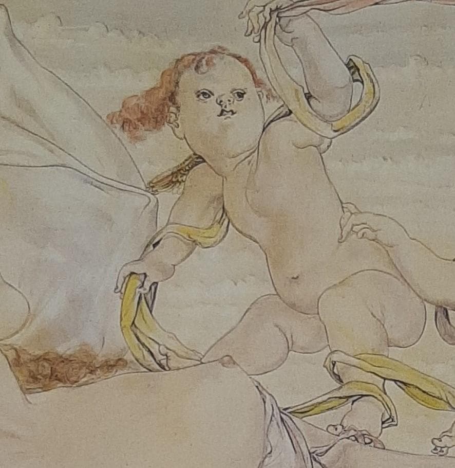 藤田嗣治、「天使」、希少画集の額装画、人気作品、オーダーマット付