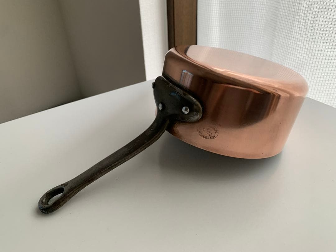 【ケヴィン】フランスアンティーク　銅製片手鍋 14cm ソースパン フランス製アンティーク、優雅な銅製片手鍋セット