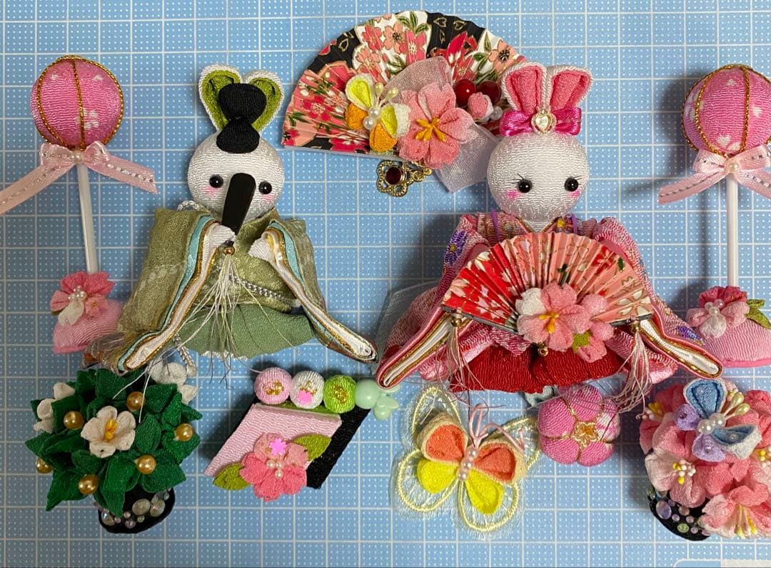 ちりめん細工 つまみ細工 うさぎ雛壇飾り No.636 ハンドメイド - メルカリ