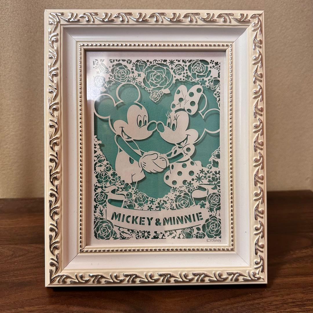 値下げ】ディズニー フォトフレーム ミッキー&ミニー切り絵 - メルカリ