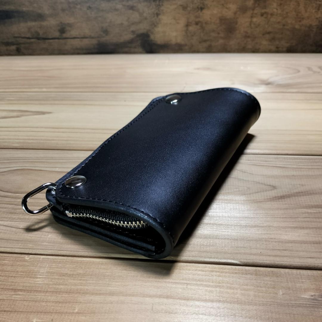 栃木レザー L字型ファスナー ミドルトラッカーウォレット ハンドメイド