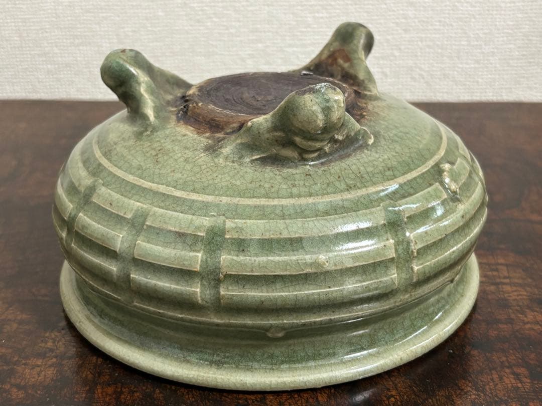 完品! 明時代 龍泉窯青磁香炉 七官青磁 (検)唐物 中国古玩
