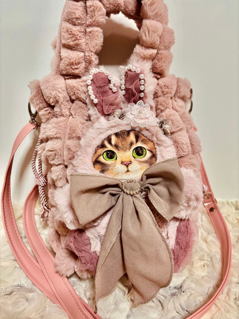 コヤンイサムチョン ピンクファー巾着バッグ ショルダーバッグ