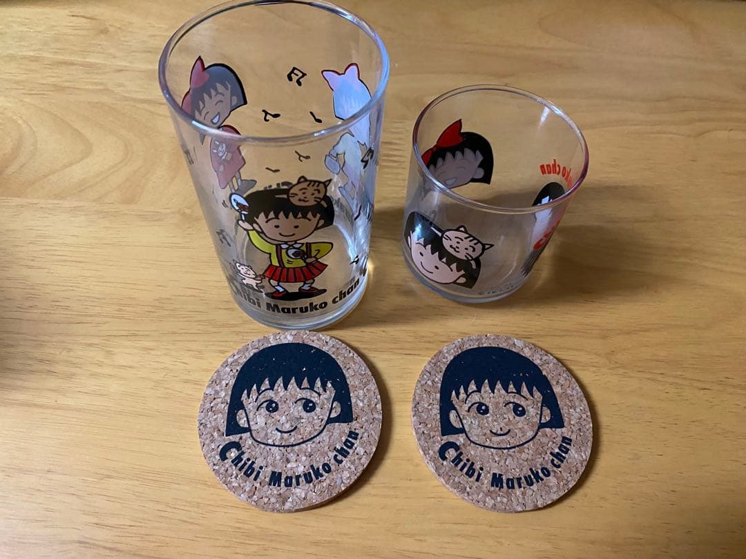 ちびまる子ちゃん グラスセット コースター付き ぎぶんでぐらす