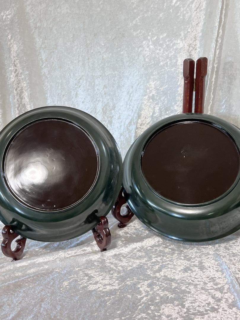 金蒔絵龍虎紋入れ子盆 一対 共箱 幕末～明治期