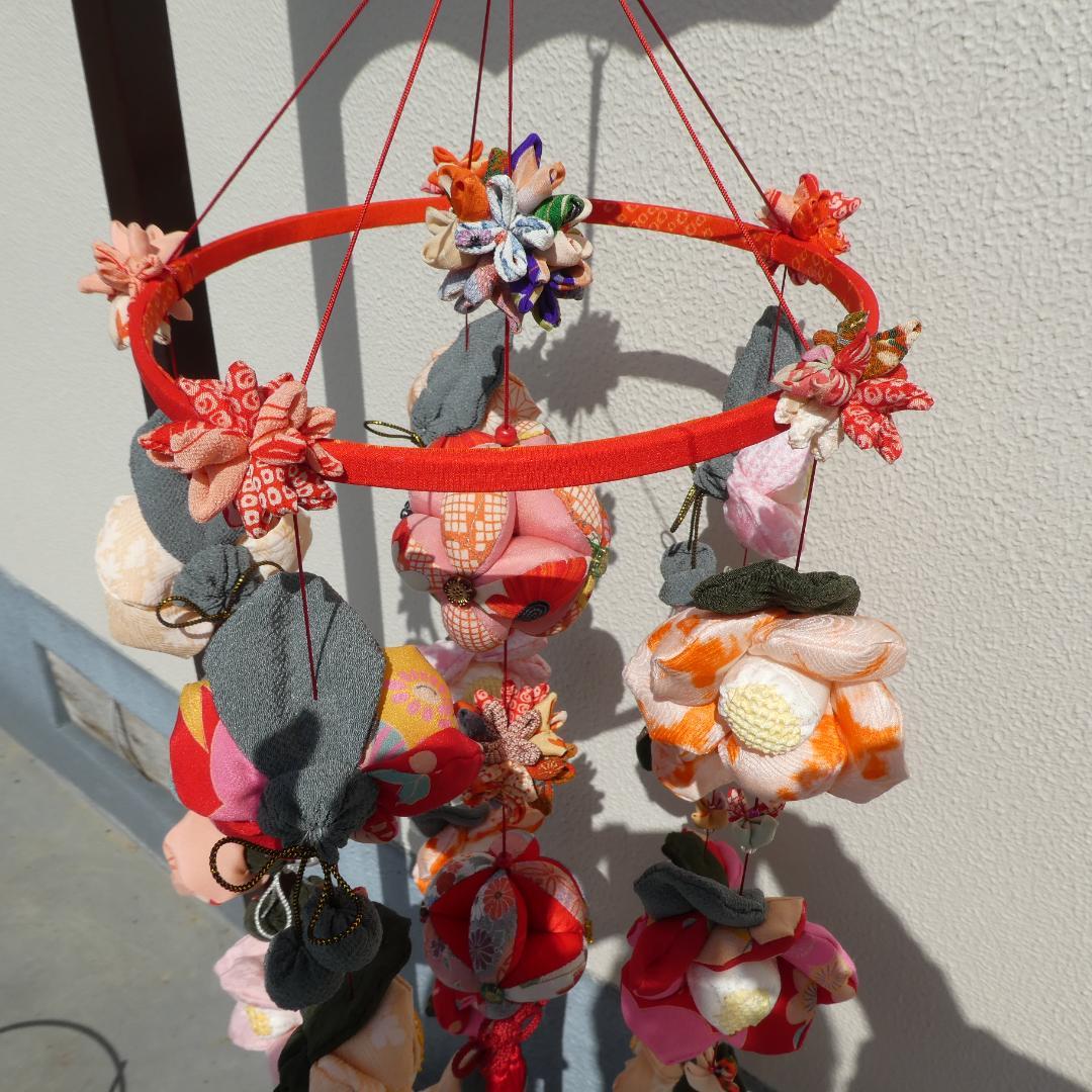 古布 正絹 吊るし雛 錦紗縮緬 疋田模様 麻の葉 くくり花 さげもん 鬼