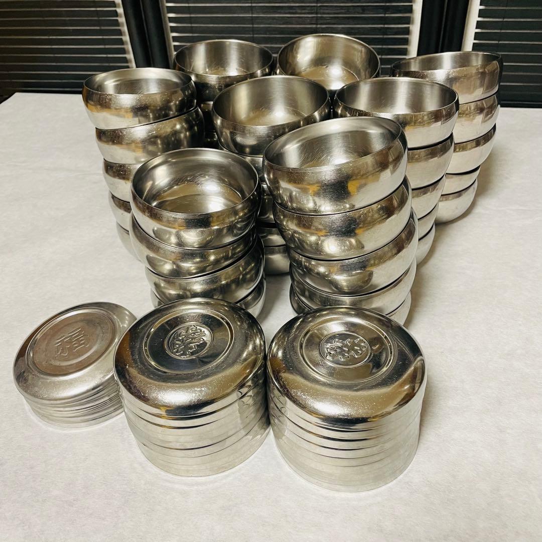 韓国ステンレスご飯茶碗＋蓋 2種セット 業務用 Amazon｜韓国式ご飯 ボウル 茶碗 湯碗 小鉢 2重壁 ステンレス 蓋付き