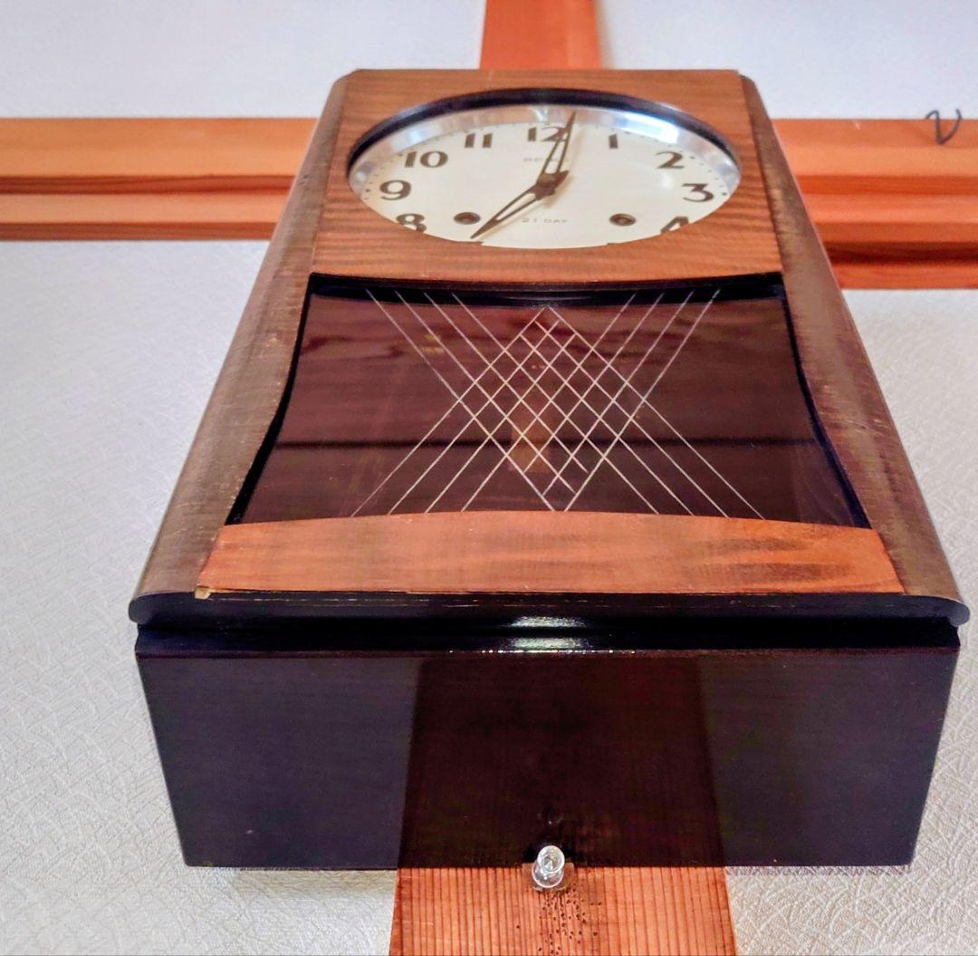 完動・美品〉SEIKO 21日巻き箱型ゼンマイ振り子時計 昭和レトロ古時計