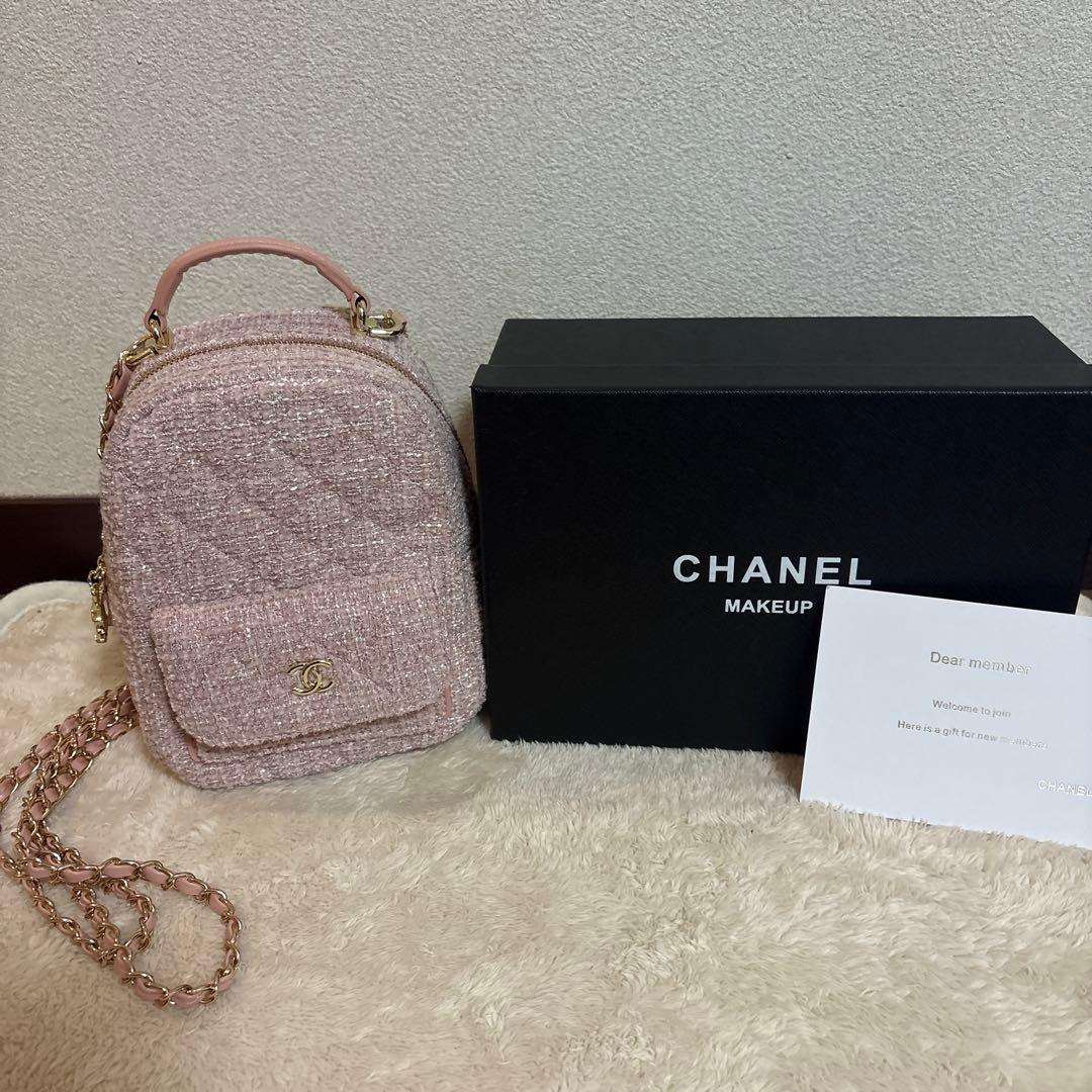 CHANEL非売品メイクアップバッグ ピンク ツイード CHANEL非売品メイクアップバッグ ピンク ツイード - メルカリ