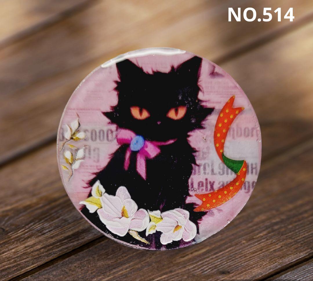 No.316❤黒猫 少女 ❤レジンヘアゴム ブローチ