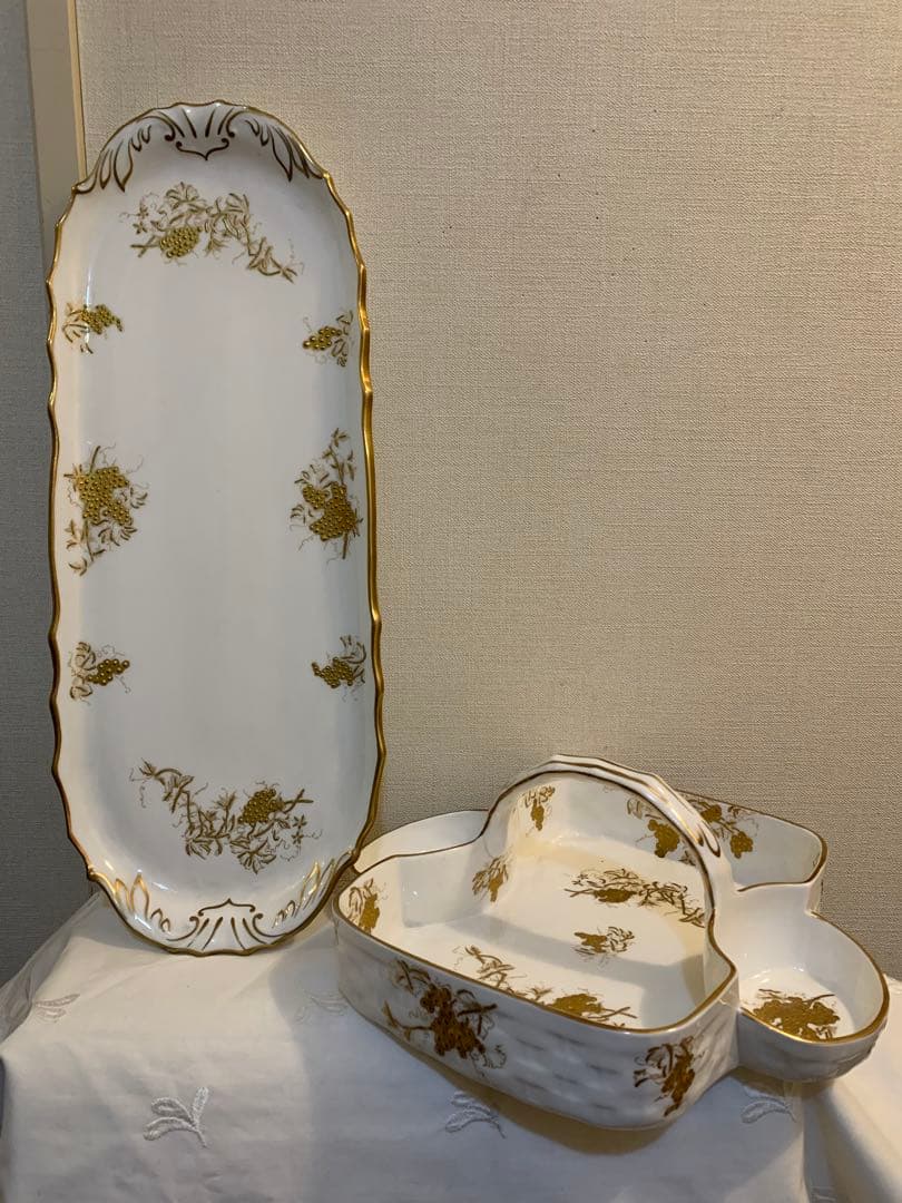 Hammersley ハマースレイ金彩盛絵　葡萄　豪華　バスケット、トレイ Amazon.co.jp: 閑 Hammersleyハマースレイ金彩盛絵 葡萄文 バスケット