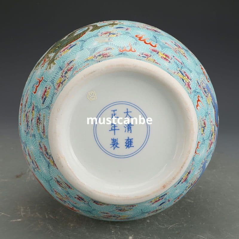 清雍正琺瑯彩竜紋帯夜光賞瓶 景徳鎮 陶磁器 装飾品