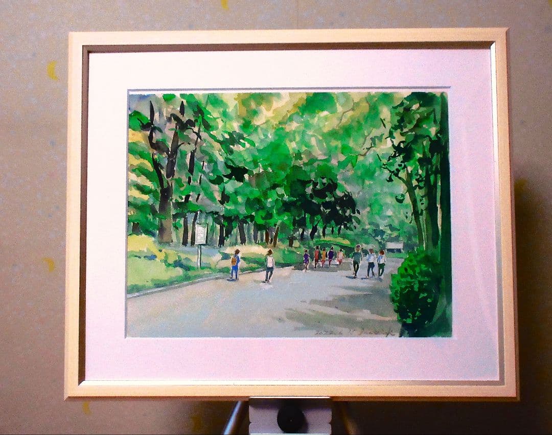 水彩画(上野 公園額装済み)