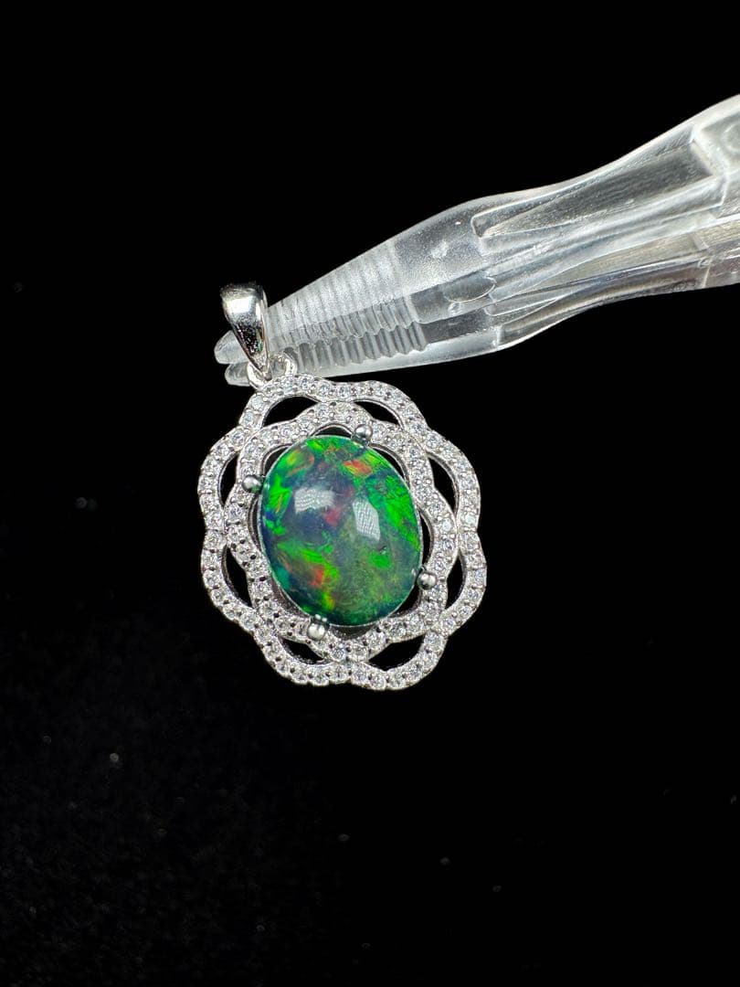 新作　ブラックオパール 2.657ct 遊色綺麗 S925 18KGP 鑑ソ付
