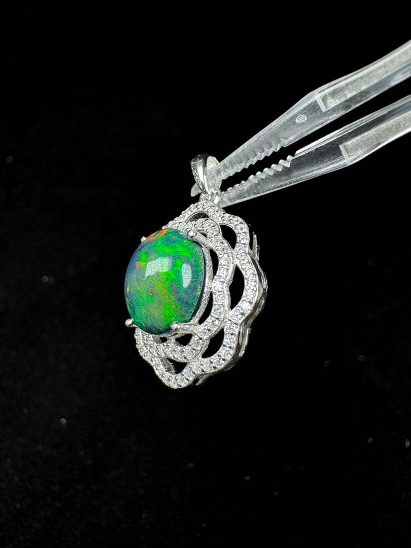新作　ブラックオパール 2.657ct 遊色綺麗 S925 18KGP 鑑ソ付