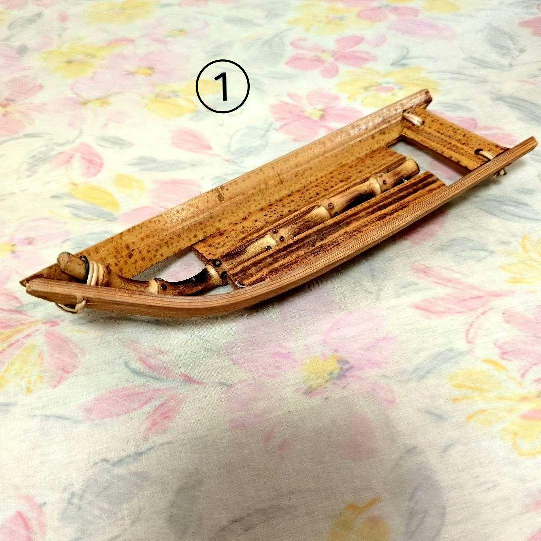 昭和レトロ】手作り小舟竹製おしぼり置き（2点） おしぼり（3点