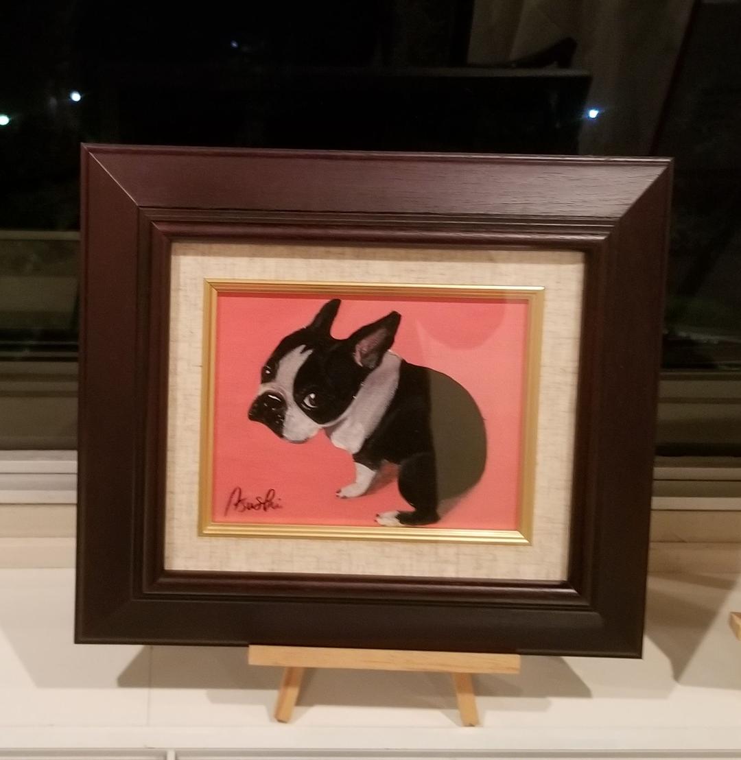 フレンチブルドッグ　アクリル画　原画　絵画　F0号 絵/絵画/犬/A4/アクリル画/手書機/原画/フレンチブルドッグ 絵画 大橋