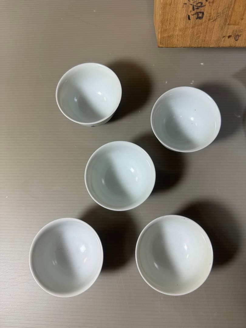 2340九谷焼青九谷青花染付山水茶器セット宝瓶1客湯冷し1客湯呑5客