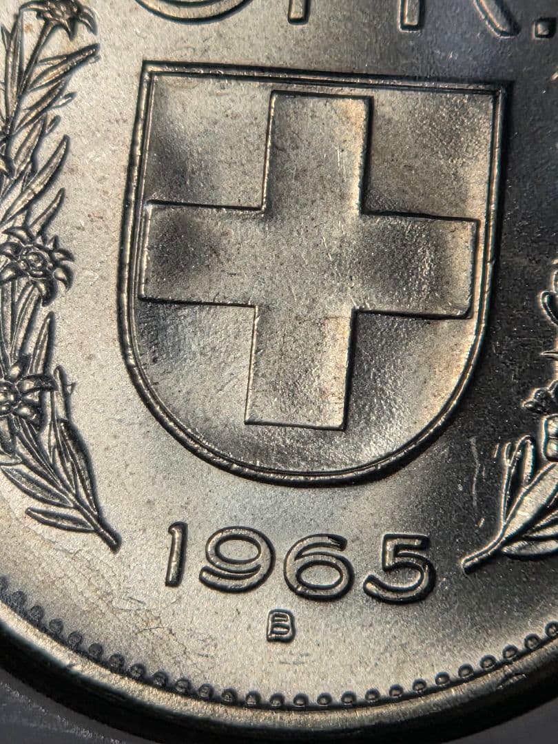 稀少 完全未使用)スイス連邦 農夫像 5フラン銀貨 1965 B - メルカリ