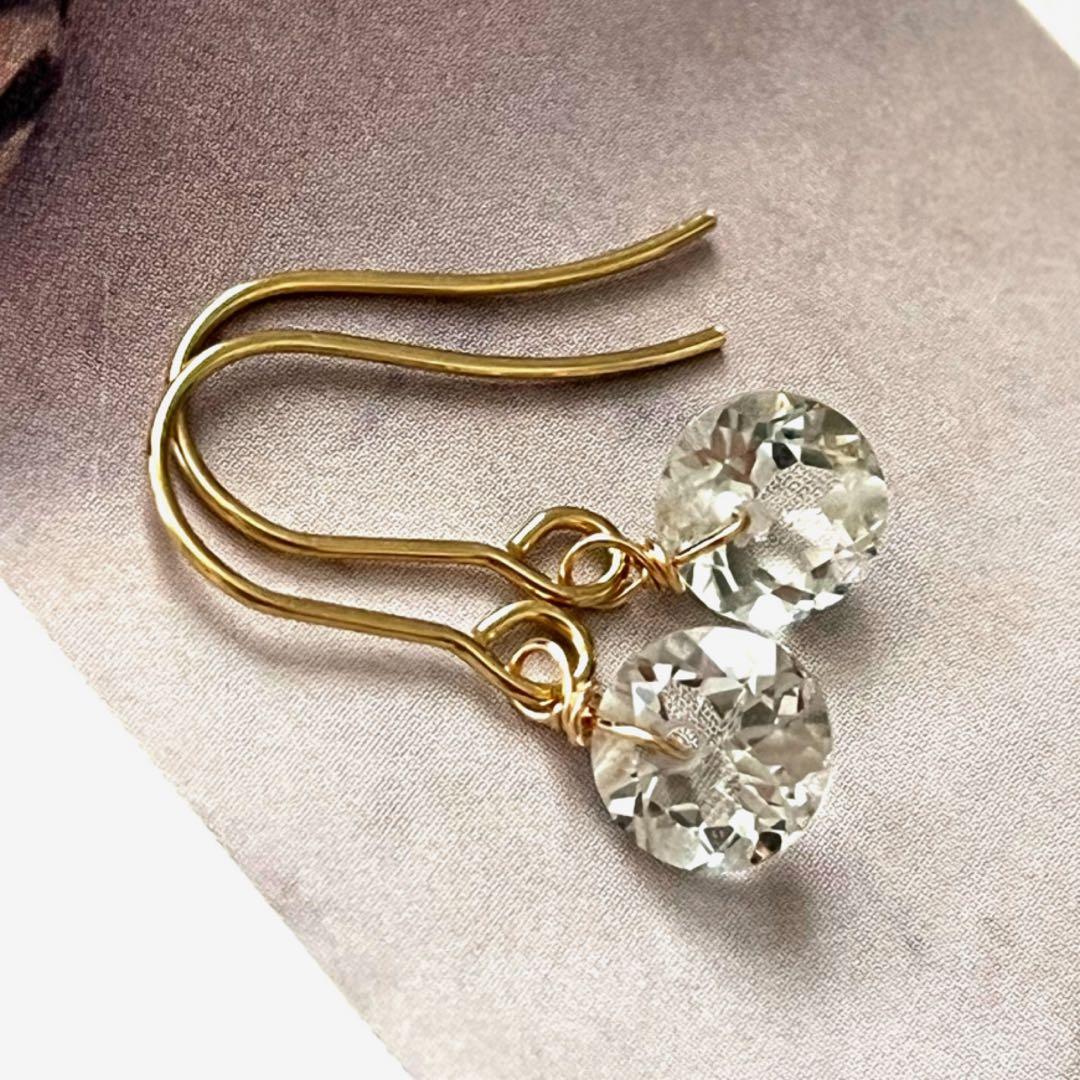 1点作品☆ 宝石質グリーンアメジストピアス イヤリングに変更可能