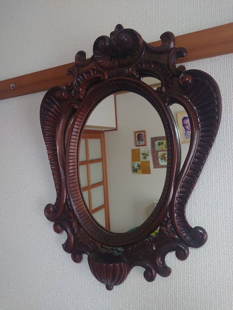 鏡家具 職人さん木製の大きな壁掛け式 carved wooden mirror 鏡家具 職人さん木製の大きな壁掛け式 carved wooden mirror