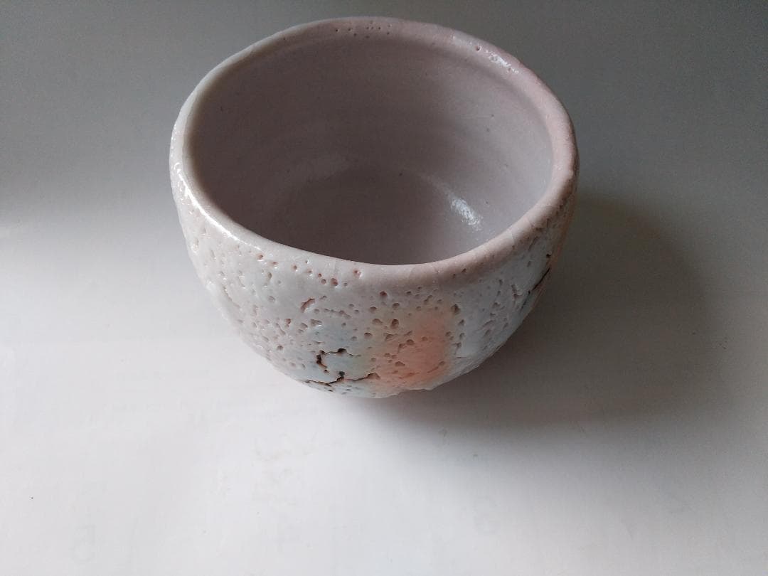 志野焼 源九郎窯 加藤健 作 志野 茶碗 茶道具 共箱 共布 栞 新品 未