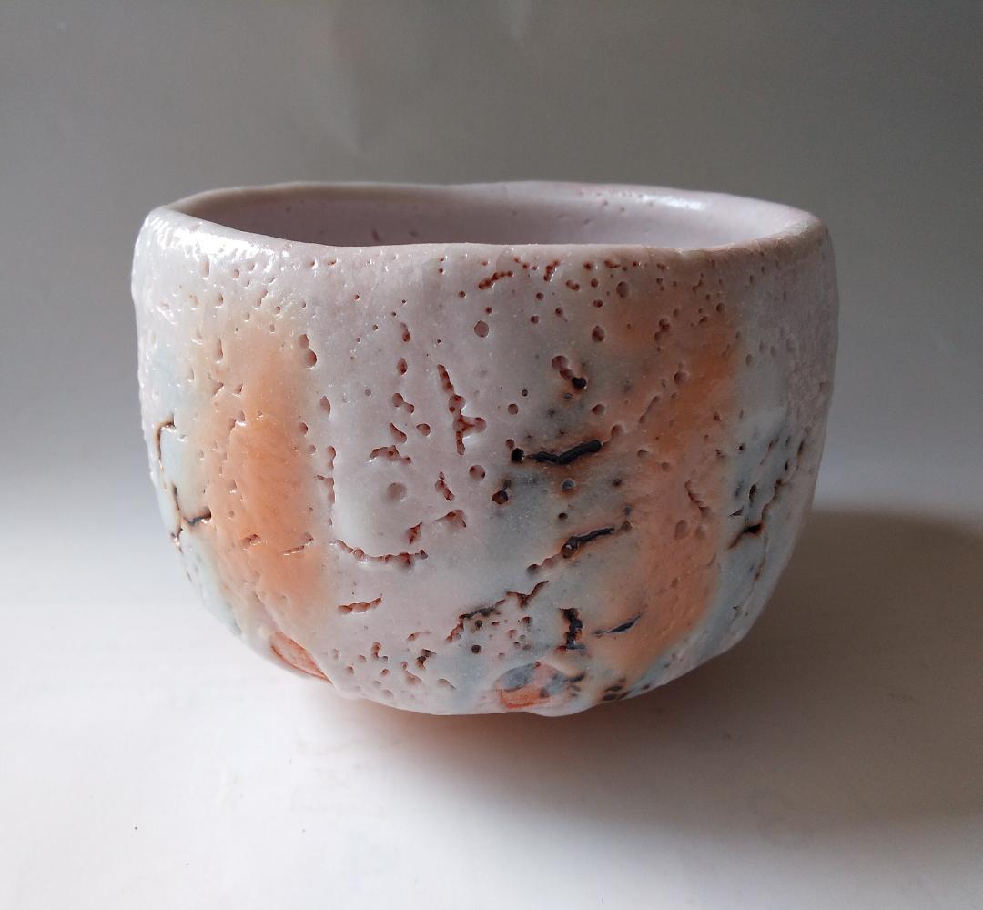 志野焼 源九郎窯 加藤健 作 志野 茶碗 茶道具 共箱 共布 栞 新品 未