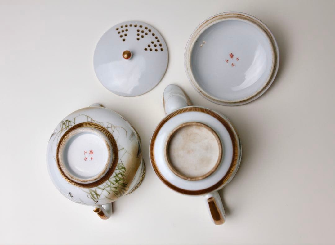 九谷焼 九谷鏑木 芦雁図 宝瓶 湯冷まし 煎茶碗 煎茶器 茶道具 鏑木