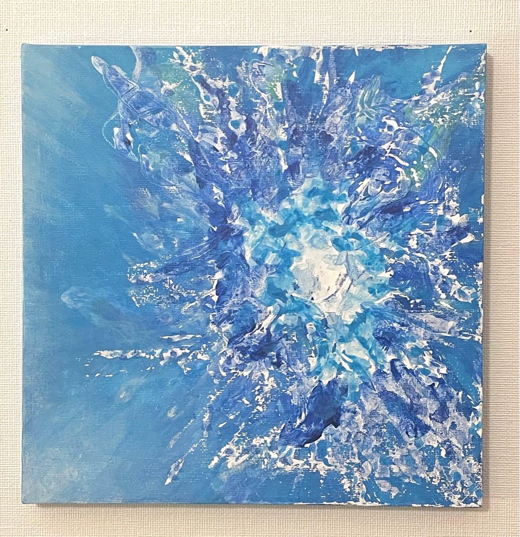 119 抽象画 アクリル画 アート 原画 キャンバスボード S2 青の集合体