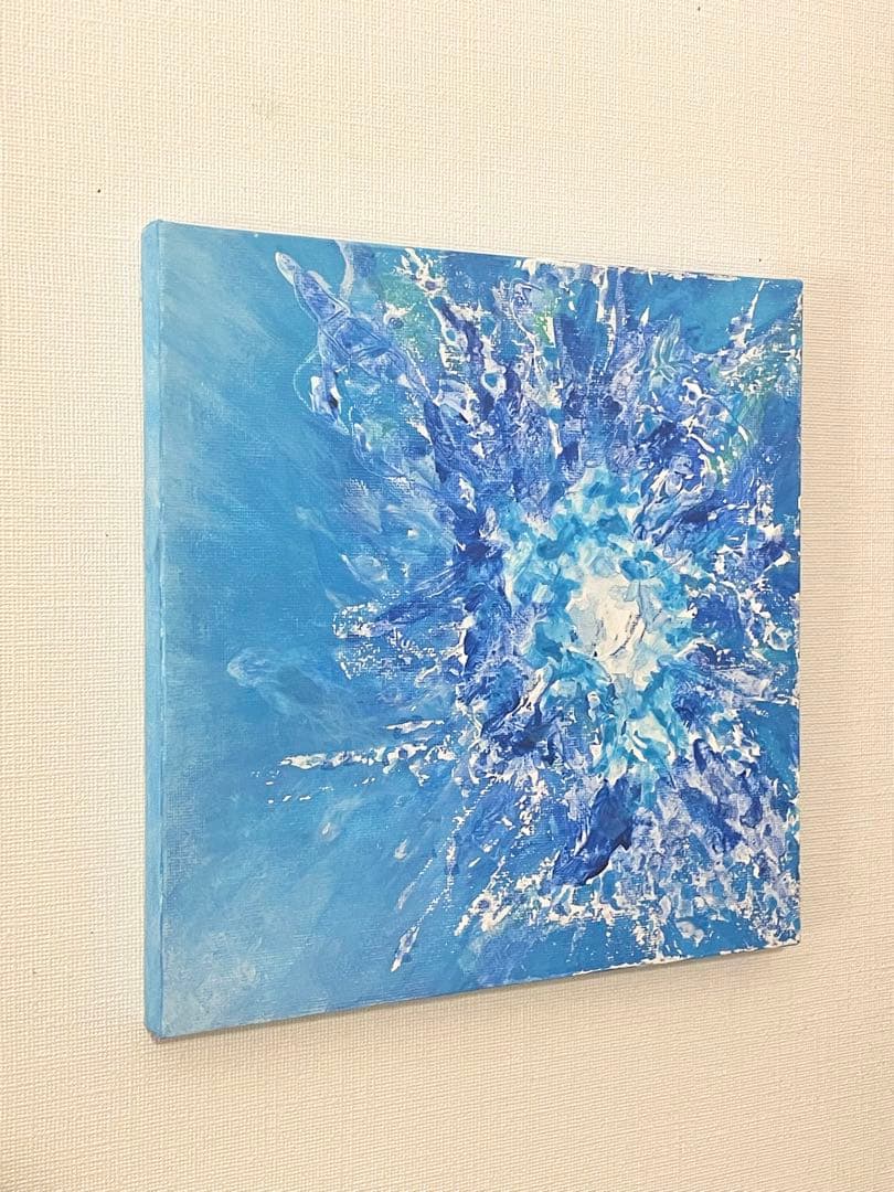 119 抽象画 アクリル画 アート 原画 キャンバスボード S2 青の集合体
