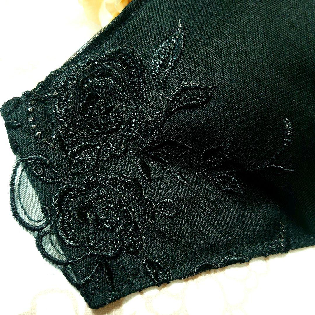 No．2600 ラメ入り薔薇柄ブラックチュールレース♡ハンドメイド