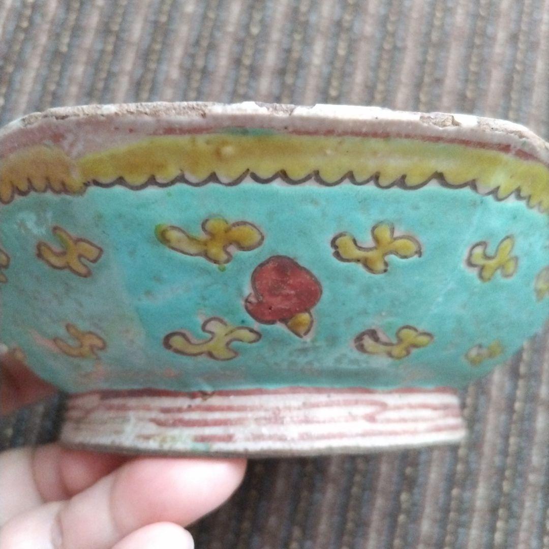 b中国古玩　粉彩　十錦手　色絵八角鉢　17.5cm