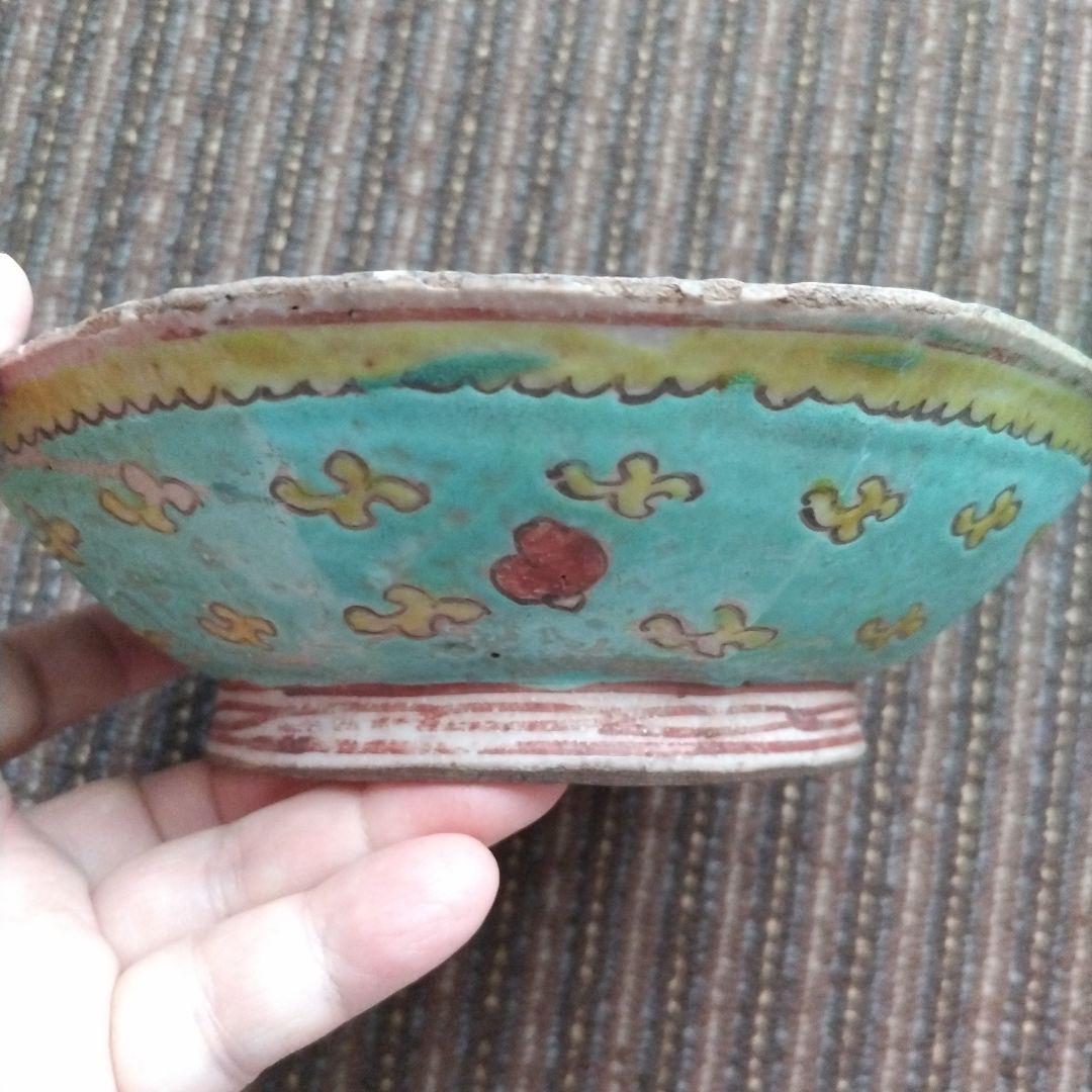 b中国古玩　粉彩　十錦手　色絵八角鉢　17.5cm