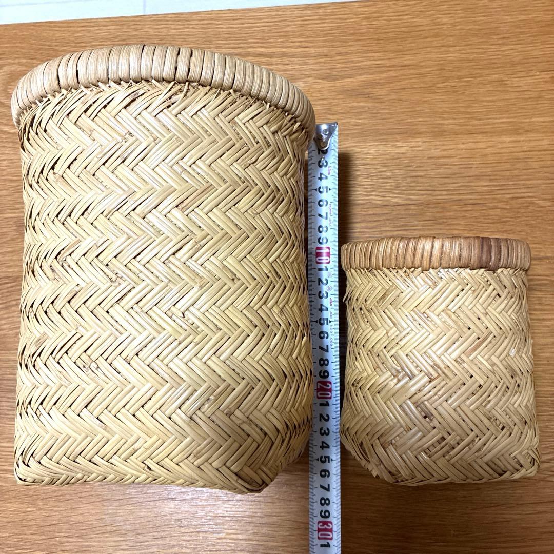 鳥越竹細工 竹籠 収穫籠 カゴ つぼけ 大・小セット