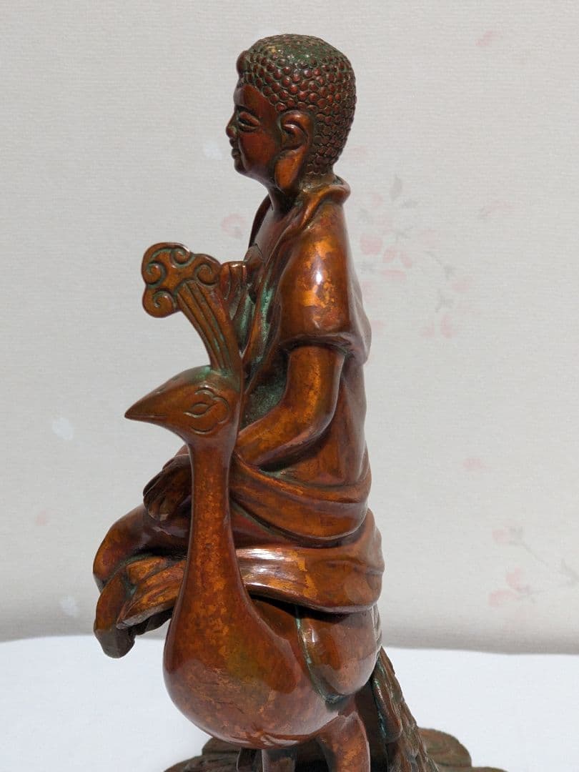 ♢孔雀明王 銅器 仏像 置物飾り災厄 煩悩 高岡銅器古作 縁起物 骨董品