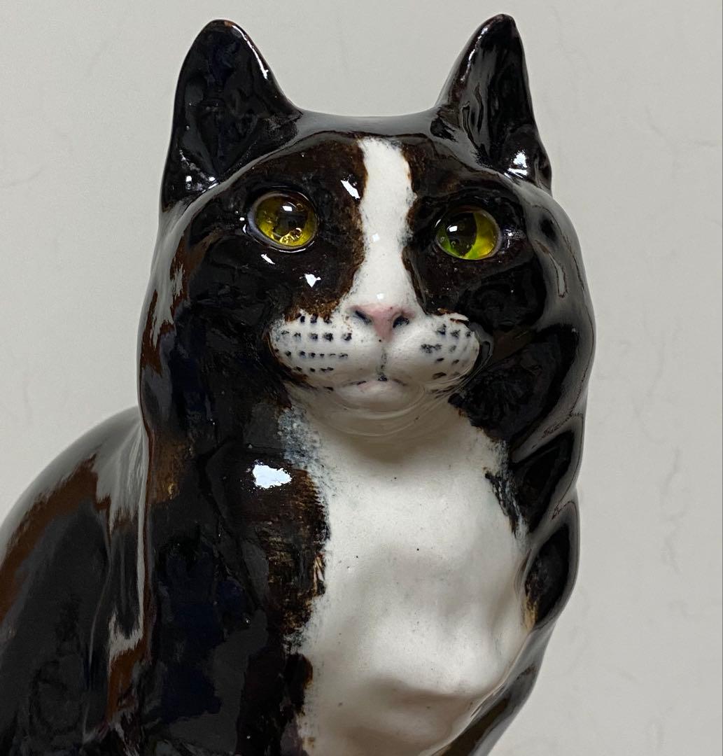 モデルNo.42 ウィンスタンレイキャット 初期作品 白黒ハチワレ猫 貫入